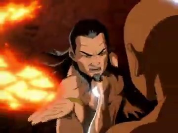 aang gaining control of the avatar state in the finale and sending ozai flying