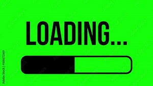 Progress loading bar UI indicator. Loading text. Loading progress animation web design template. Loading interface on white screen. Animation of UI element in 4K on green screen chroma key