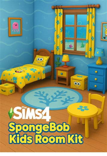 Here are the buildbuy items in the new Sims 4 SpongeBob kids room kit. Released on 4/12/25, 6.49 (GBP) I love this kit even more so because I love SpongeBob. #sims4 #fyp #simmer #gamergirl #simtok @The Sims