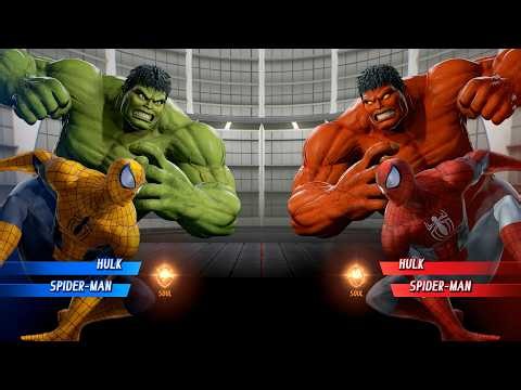 Yellow Hulk & Yellow Spiderman VS Red Hulk & Red Spiderman - Marvel vs Capcom Infinite