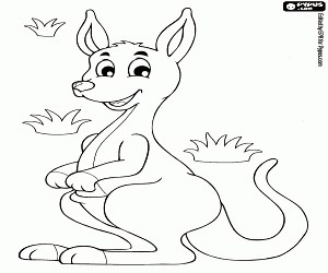 A kangaroo, an Australian animal coloring page printable game
