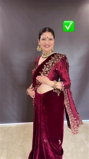 Tip to avoid bulgy tummy in a velvet saree ‪@soniyagandhi3878‬