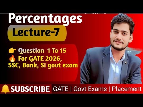 Percentage | Lecture-8 | 15 Aptitude Questions Practice | GATE 2026 | SSC, Bank, Railway