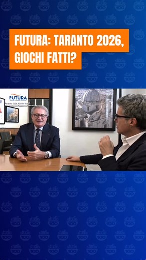 71 reactions · 7 comments |  Giochi del Mediterraneo, importanti novità e chiarimenti necessari. Nella puntata di Futura andata in onda ieri sera alle 20:30, Angelo Di Leo ha intervistato Massimo Ferrarese, commissario dei Giochi del Mediterraneo Taranto 2026. Se vi siete persi la puntata, potete recuperarla sul nostro canale YouTube Studio 100 Live. #Futura #Studio100 #GiochiDelMediterraneo #Taranto2026 #MassimoFerrarese #AngeloDiLeo #Taranto | Studio 100 | Facebook