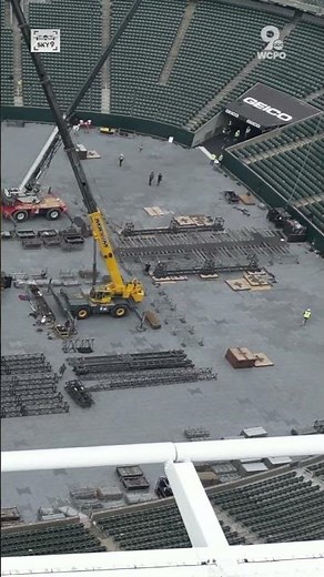 Drone footage shows Taylor Swift stage setup in Cincinnati at Paycor Stadium