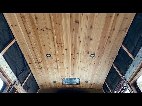 Van Life Ceiling The RIGHT Way | LED Lights & Cedar | Dodge Ram Adventure Van Build Series