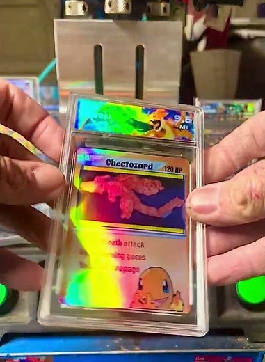 Cheetozard custom Pokémon card in graded case slab central