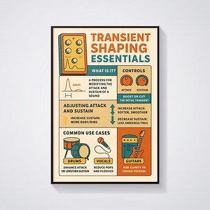 Transient Shaping Guide, Audio Mixing Cheat Sheet Poster, Frequency Spectrum Chart, Music Production, Mixing & Mastering, Music Education - Etsy