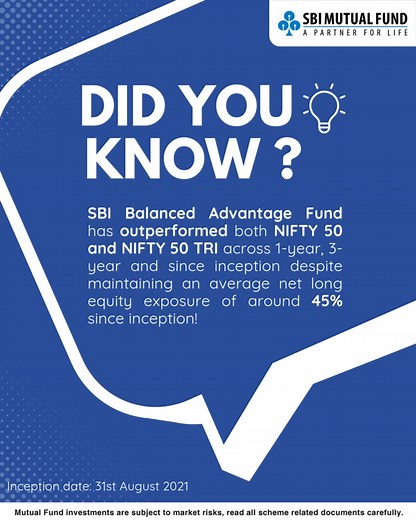 Balanced path can bring meaningful progress. SBI Balanced Fund blends equity and debt in a thoughtful way, offering consistent performance across market phases while supporting your long-term goals with ease. Know more: https://tinyurl.com/bdz6uyvs #InvestSmart #FinancialGoals #MoneyManagement #SBIMutualFund | SBI MUTUAL FUND