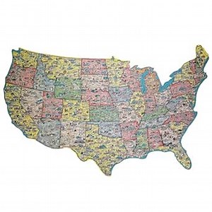 TDC Games USA Shaped Jigsaw Puzzle - America The Wonderland - 1940’s Pictorial Map of The United States, Puzzles for Adults 1000 Pieces, 31 inches Long
