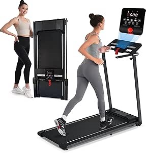 Treadmill-Walking Pad-Merax Treadmills for Home/Office, 2.5HP Electric Treadmill with 12 HIIT Modes, Space Saving Small Treadmill with Large Running Area, LCD Display, Pulse Sensor Easy to Fold