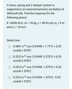 A mass, spring and a damper system is subjected to an external ... | Filo