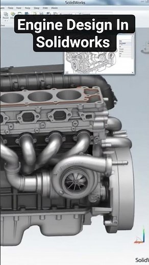 Engine Design In Solidworks| #solidworks | #autocad | #shortvideo | #engine | #mechanical | #pipe