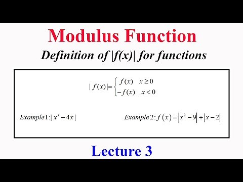 Modulus function : Lecture 3 Definition of |f(x)| for equations, inequalities and calculus