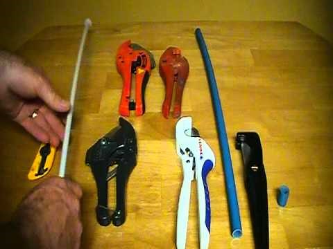 Tools required to cut pex pipe when installing waterlines or heating lines.