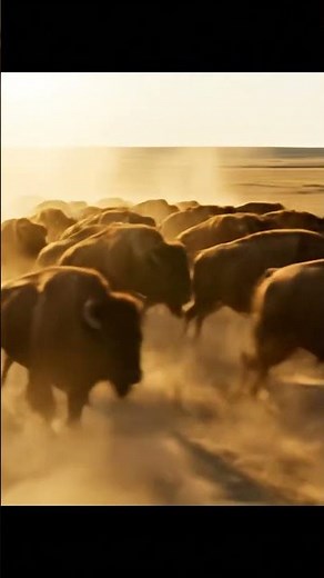 Bison Stampede at Golden Hour | Nature’s Raw Power in Motion 🦬🌅