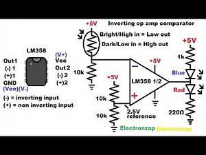 Inverting op amp comparator circuit using LM358 single supply operational amplifier