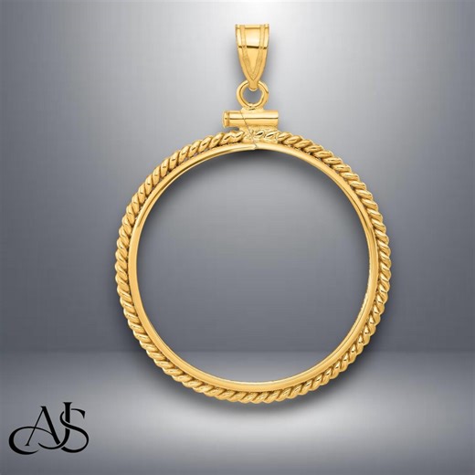 14K Gold Coin Bezel: Hand Twisted Wire Border Mounting - Etsy