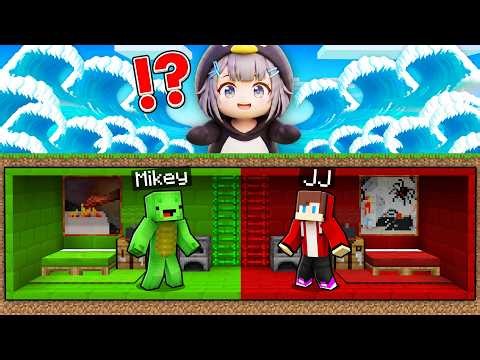 MIKEY AND JJ BUNKER VS GUGU GAGA PENGUIN TSUNAMI IN MINECRAFT