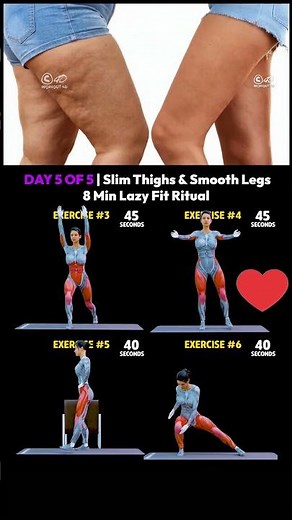 Day 5 Of 5 Slim Thighs & Smooth Legs - 8 Min Lazy Fit Ritual