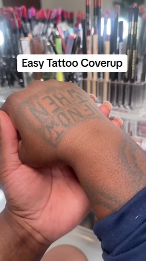 I was 19 and turnt when I got it , leave me alone 🥲 PRO TIP 💡: You don’t have to use alot of color correctors like reds and oranges ,Just a nice full coverage concealer and a good fixing spray. My tattoo is washed out so I didn’t need a lot of product. But if the tattoo is REALLY dark and thick then YES color correctional please ! Hope this helps . I used @soooprocosmetics.shop Seal Ut Spray to LOCK everything in ! Use my code “FLAWLESSBRIT10” to receive a discount at checkout !🛍️