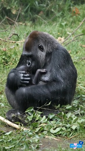 Mother Gorilla Hugging Her Newborn in Heavy Rain🦍💞🌸 #fblifestyle #gorillas #naturalmagic | King Gorilla