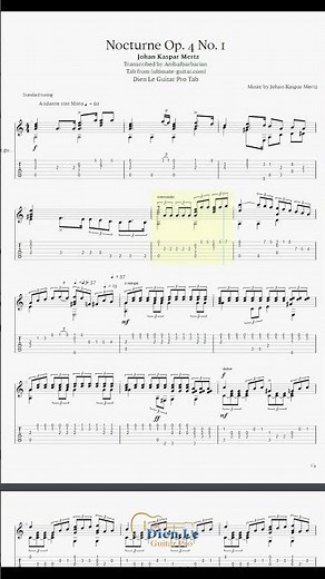 Nocturne Op. 4 No. 1 (Johann Kaspar Mertz) for Classical Guitar