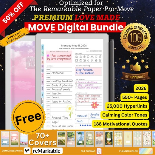 Move_remarkable Paper Pro Move Planner 2026 | All in One Planner, Productivity, Wellness, Move Templates (digital Download) - Etsy