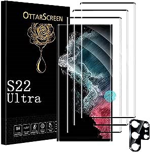 Amazon.com: OttarScreen Galaxy S22 Ultra Screen Protector【3+1 Pack】1 Pack Tempered Glass Camera Lens Protector, Compatible Fingerprint, 9H Hardness Tempered Glass Screen Protector for Samsung Galaxy S22 Ultra 5G : Everything Else