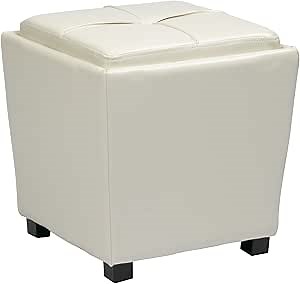 OSP Designs Vinyl 2-Piece Ottoman Set, White