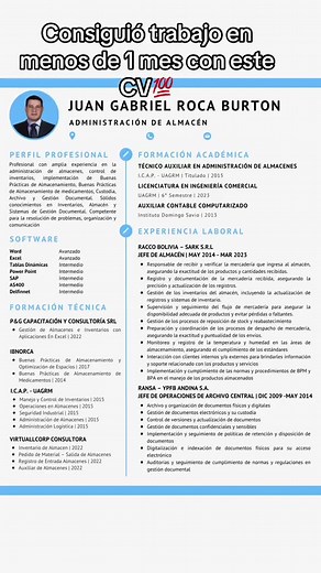 💡 Aquí te dejamos como se ve un buen Currículum Vitae! ✅ Sigue estés pasos y maraca la diferencia en el Mercado Laboral! ✍🏼 De tu CV nos encargamos nosotros 📲 Anda al link de mi perfil y pregunta por mi servicio #cv #mejoradecv #hojadevida #curriculum #latam #experiencialaboral #mexico #ecuador #profesionista #cv #cvtips #hojadevida #jobs #españa #mexico #fyp #fyi | Impact CV
