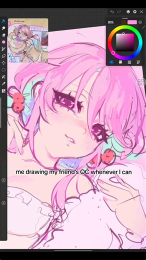 me drawing my friend's OC whenever I can