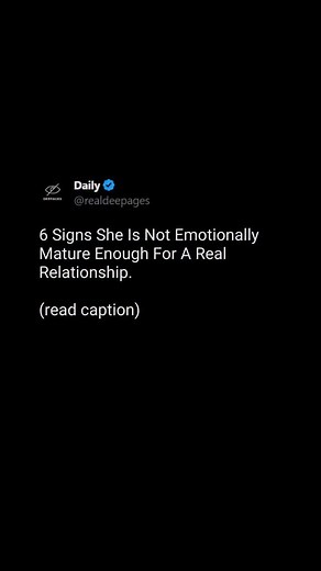 👉 Follow @deepagesofficial for daily masculine rewires and dating psychology that help you choose women who bring peace, not emotional storms. Comment "TRUE" if you have dealt with this. Join the exclusive community here: https://superprofile.bio/deepages Most men fall for beauty but beauty without emotional maturity turns into chaos fast. Here are the signs she is not ready for anything real no matter how attractive she looks. 1. She turns every disagreement into a fight A mature woman talks. 