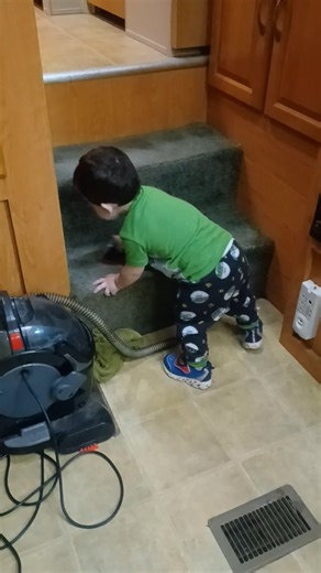 Been cleaning and painting the camper and I had a little helper last night, and a couple days ago my other helper Hunter Hodgins helped me do some painting, thank you boys | Stacy Hedger