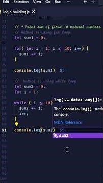 Print sum of first 10 natural numbers #javascript