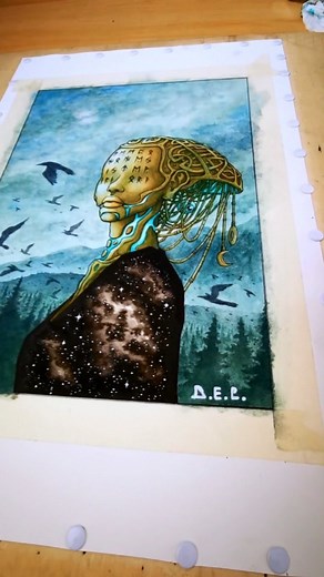 54K views · 50K reactions | The full process of my recent artwork "Freya" the Norse goddess of love, beauty and fertility. Let me know what you think. Prints will be available on my website next week. Music: "If I had a heart" by @feverray #freya #norse #norsemythology #goddess #norsegoddess #inkdrawing #watercolorart #artwork #scifiart #mysticalart #visionaryart #psychedelicart #symbolicart #symbolism #strangeart #beautifulbizarre #artskills #cosmicart | Dec-Art | Facebook