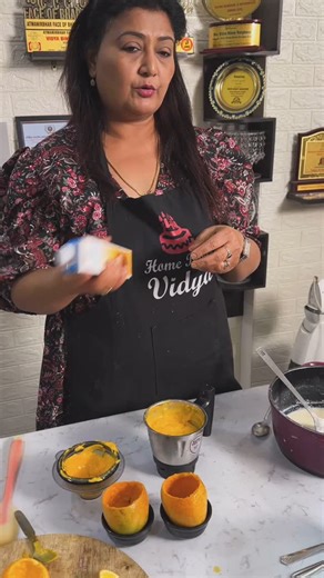To give a creamy texture add Amul fresh cream in mango icecream 😋 #homebaker #vidyaskitchenyummycakes #trending #cake #Icecream #homebaker #vidyaskitchenyummycakes #trending #reels | Vidya's kitchen yummy cakes
