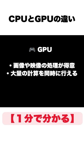 【1分で分かる】CPUとGPUの違い #雑学 #shorts #お金の勉強 #1分で分かるシリーズ #パソコン