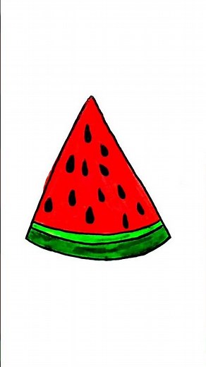 Easy Watermelon Drawing for Kids | Step by Step Fruit Drawing Tutorial