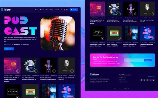 【代码】使用html css javascript构建响应性播客网站