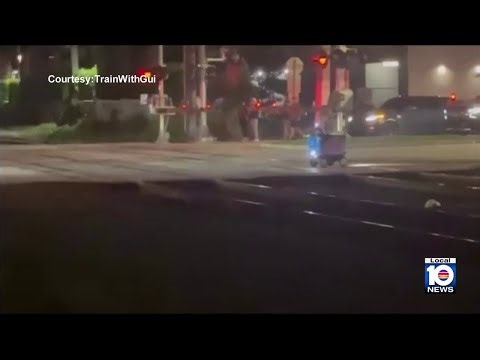 Delivery robot hit by Brightline train after getting stuck on tracks