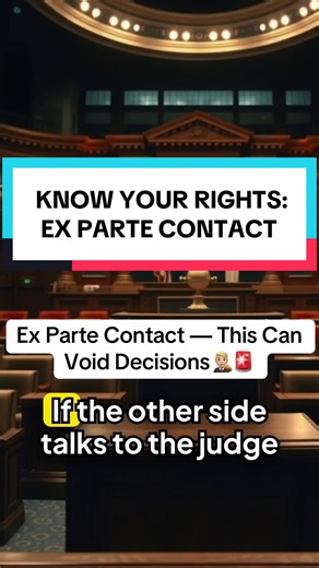 Ex parte contact explained. If the other side talks to the judge without you, your due process rights may be violated. Know when decisions can be challenged and how to protect your case. 🇺🇸 Ex parte contact Ex parte communication court Due process violation court Judge misconduct Justice files #courtrights #dueprocess #exparte #knowyourrights #justicefiles