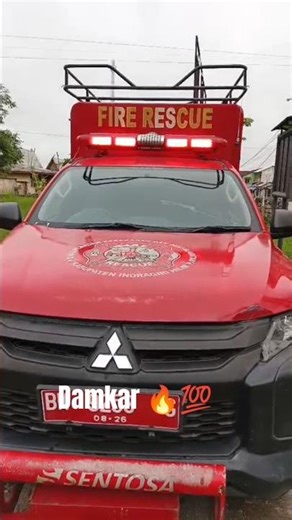 Damkar" fire rescue car lights up #fyp viral #firefighterhits