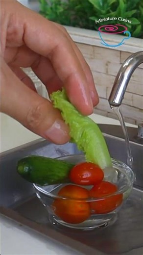 REAL MINIATURE SALMON, TOMATO & CUCUMBER #asmr MINI FOOD TOYS SET