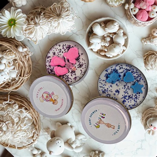 Personalized Baby Shower Candle Favor – Soy Wax Tin Candle Gifts (girl or Boy) - Etsy