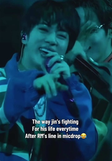 He’s wanting to laugh out loud everytime, but still nails his line through it😂🔥 #micdrop #jin #namjoon #bts #fyp