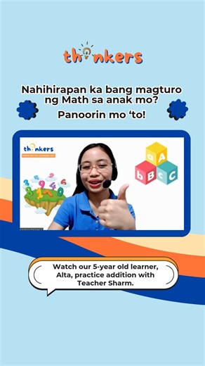 "Ang hirap naman ituro ng math sa anak ko." - Linya mo ba ito bilang isang parent? Naiintindihan namin na challenging talaga ituro ang math sa bata kaya ang aming mga Thinkers teachers ay may ginagamit na mga technique and learning materials na madaling maiinitindihan at maeenjoy ng mga bata. Tutulungan ka namin para sa hassle-free na pagtuturo ng math sa anak mo. Perfect na simulan ito ngayong summer para maging preparation na rin sa upcoming school year. Meron kaming inooffer na free assessmen