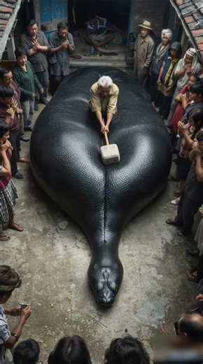 온 마을이 지켜보는 가운데, 뱀의 배가 열렸다! Before the whole village… the python’s belly opened! #Shorts