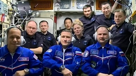 Video. US and Russian crew safely dock with ISS for 8-month mission