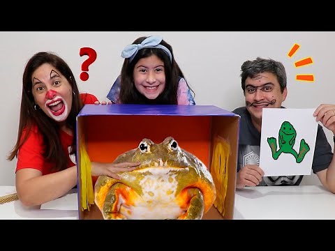 ADIVINHE O QUE TEM NA CAIXA E DESENHE! - Desafio do Desenho - Família Maria Clara e JP